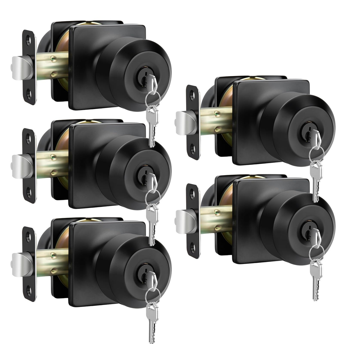 Haidms matte black door knob on door with keyed-alike set for easy multi-door access