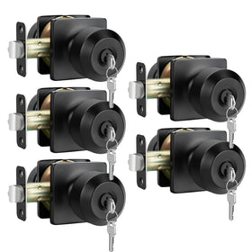 Haidms matte black door knob on door with keyed-alike set for easy multi-door access