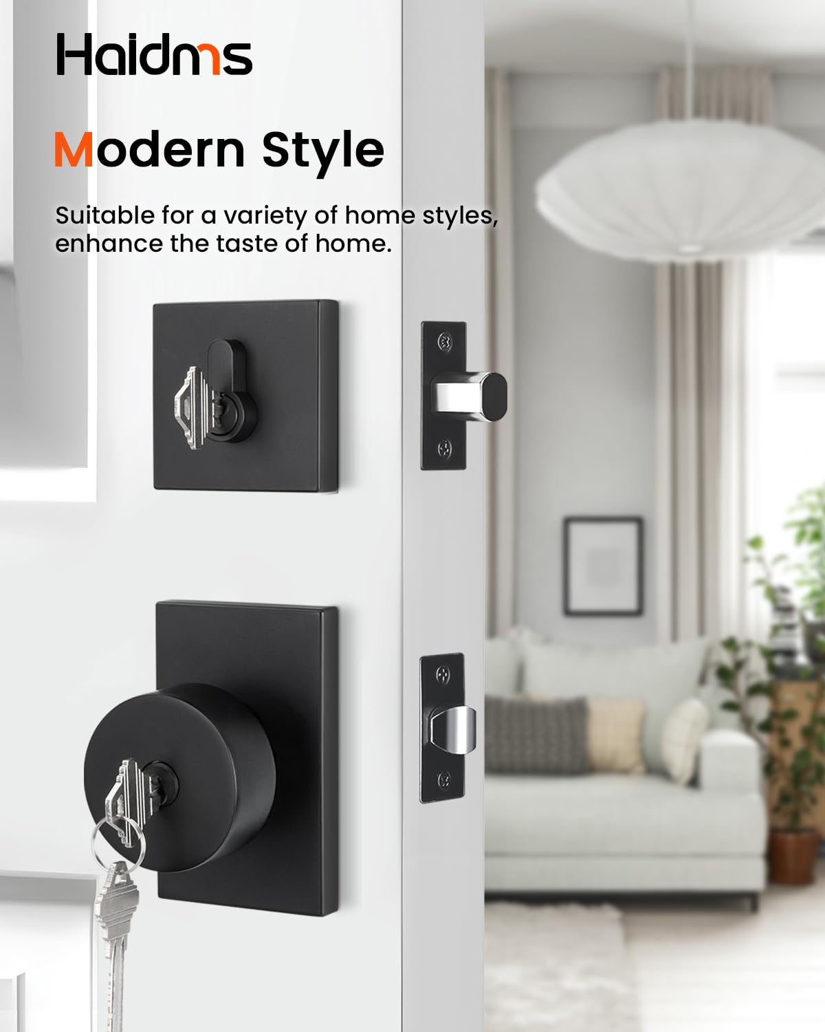 Haidms matte black handle detail reveals durable construction and modern style.
