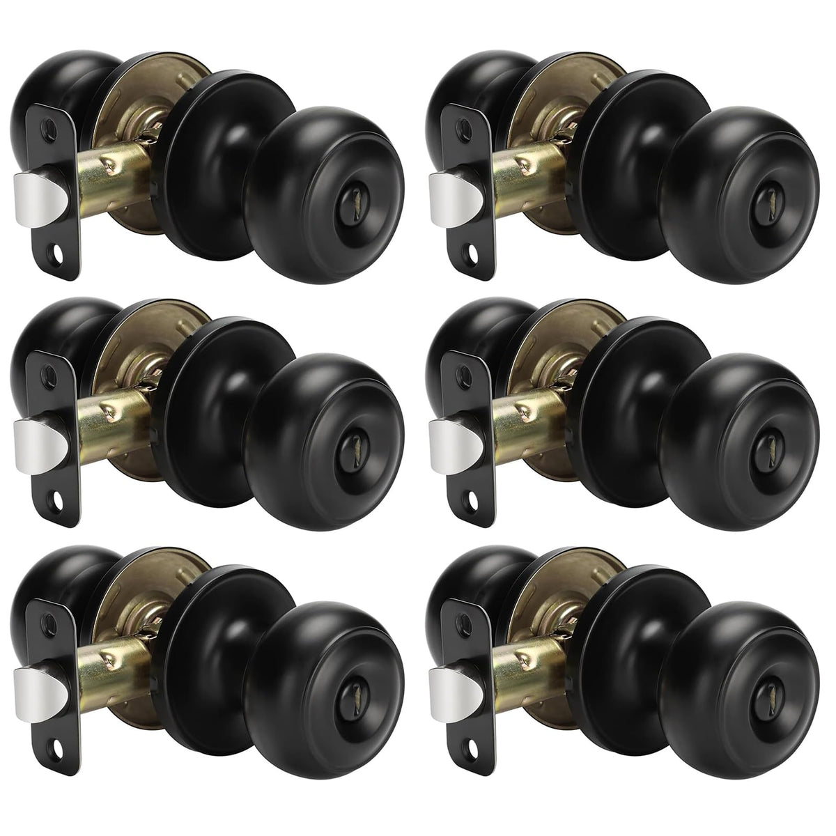 Haidms matte black interior privacy door knob on door for bedrooms or bathrooms.