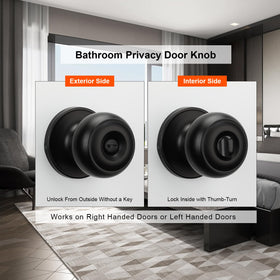 Haidms matte-black knob shown on reversible door suitable for left or right orientations.