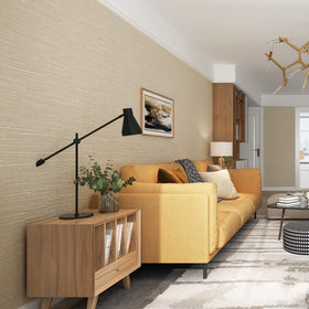 Haimin grasscloth wallpaper on kitchen cabinet for durable, easy-clean renovation