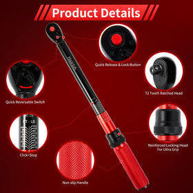 Hairich 3/8 inch torque wrench dual-range scales for easy unit conversion.