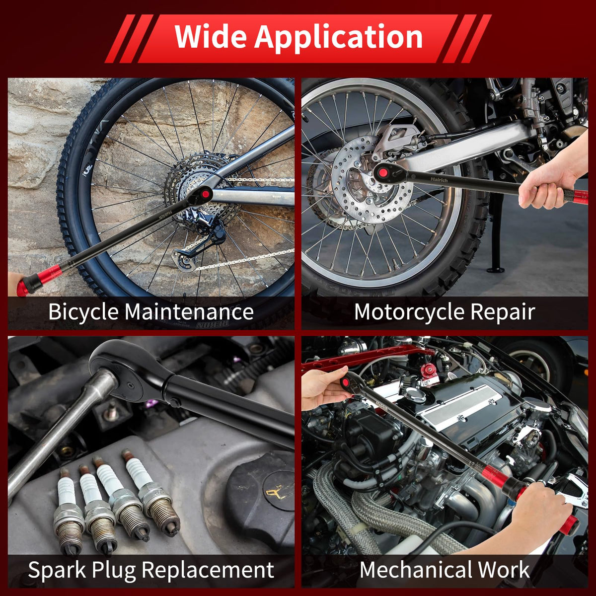Hairich torque wrench compact design aids storage and portability.