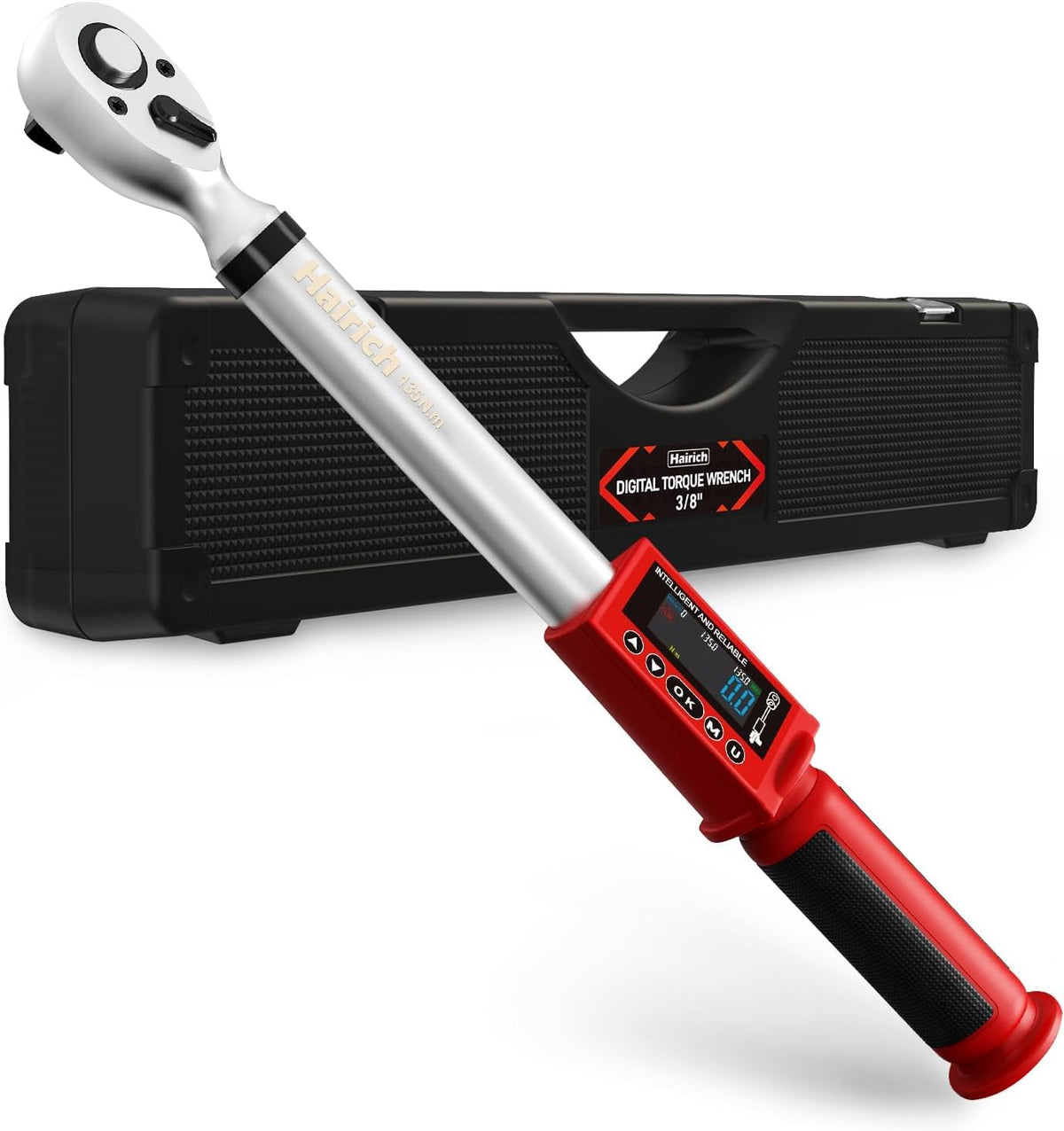 Hairich Upgrade 3-8 torque wrench display shows precise torque readings for safe tightening.