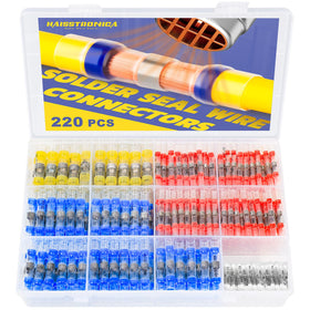 Haisstronica 220pcs solder seal connectors collection shows assorted colors for waterproof electrical joins.