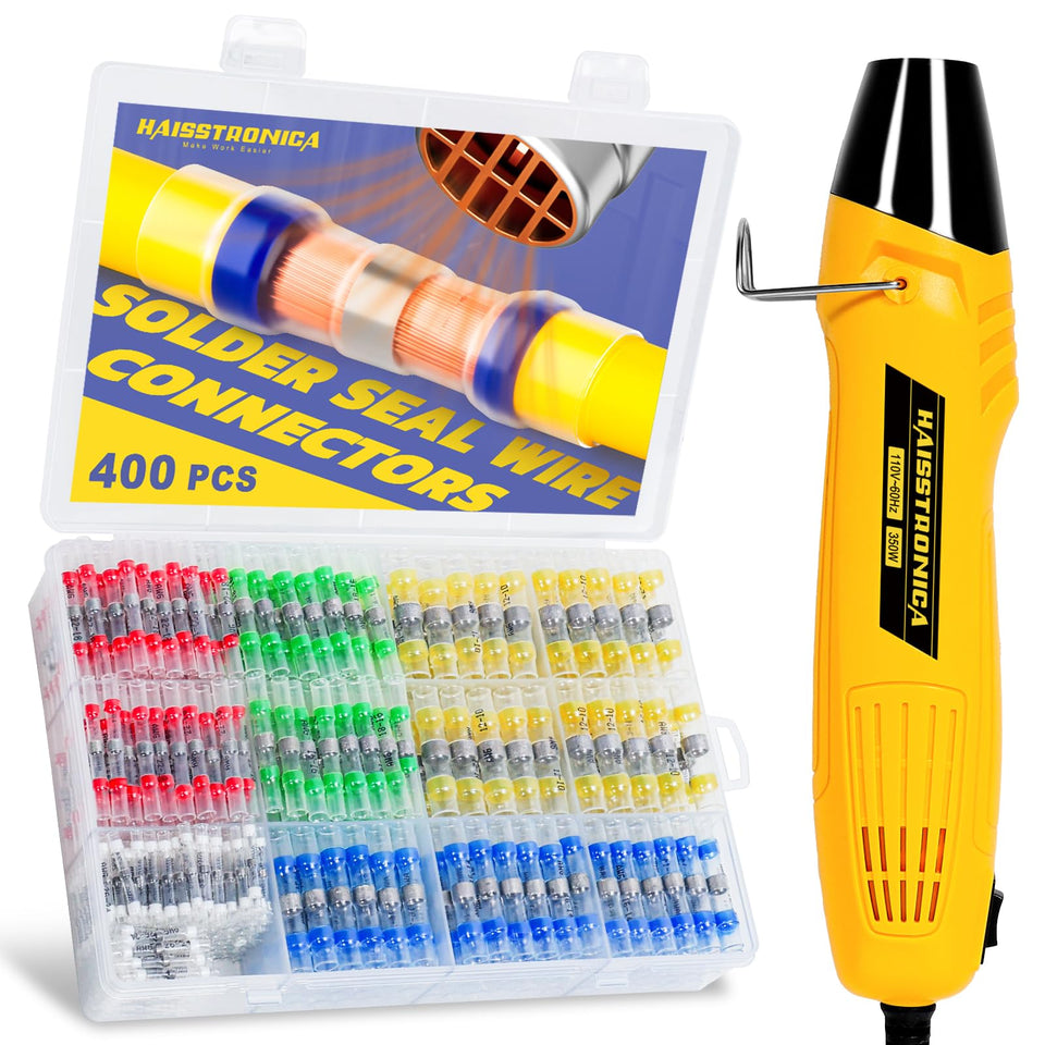 haisstronica 400pcs solder-seal connectors organized for quick wiring repairs