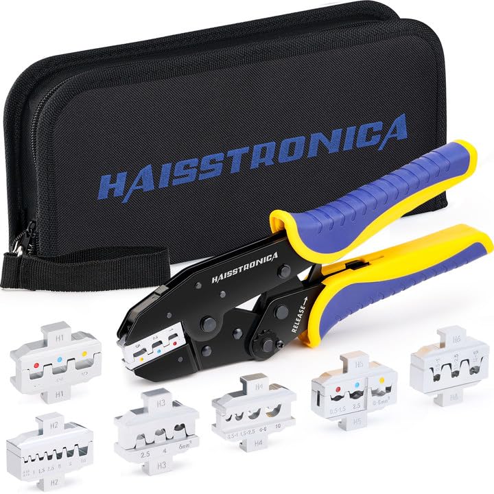 haisstronica 6-in-1 crimping tool with interchangeable dies for versatile connections