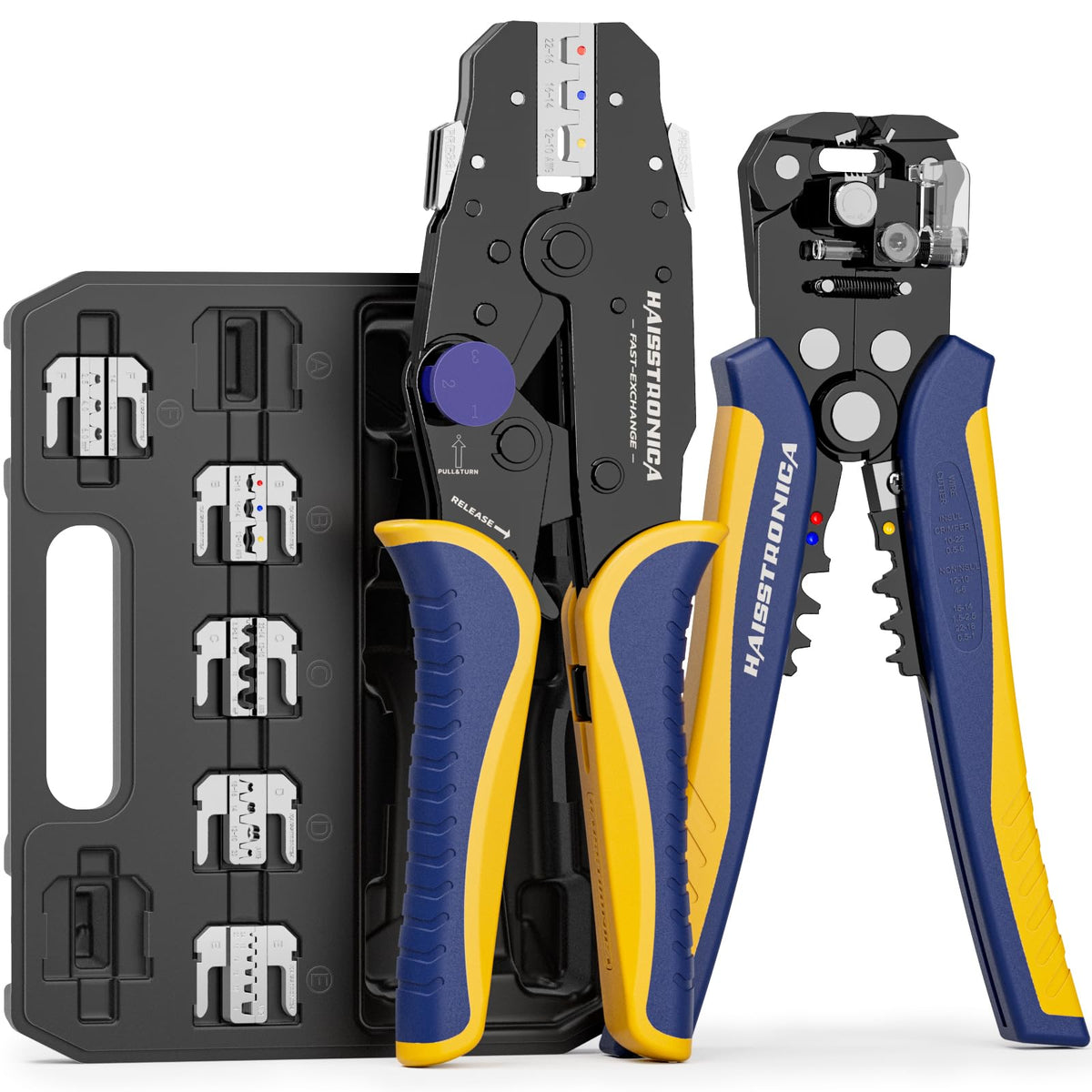 Haisstronica 8pcs rapid replace crimping tool set dies for versatile connector compatibility.