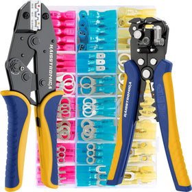 haisstronica crimping tool shown with heat shrink setup for precise marine wiring