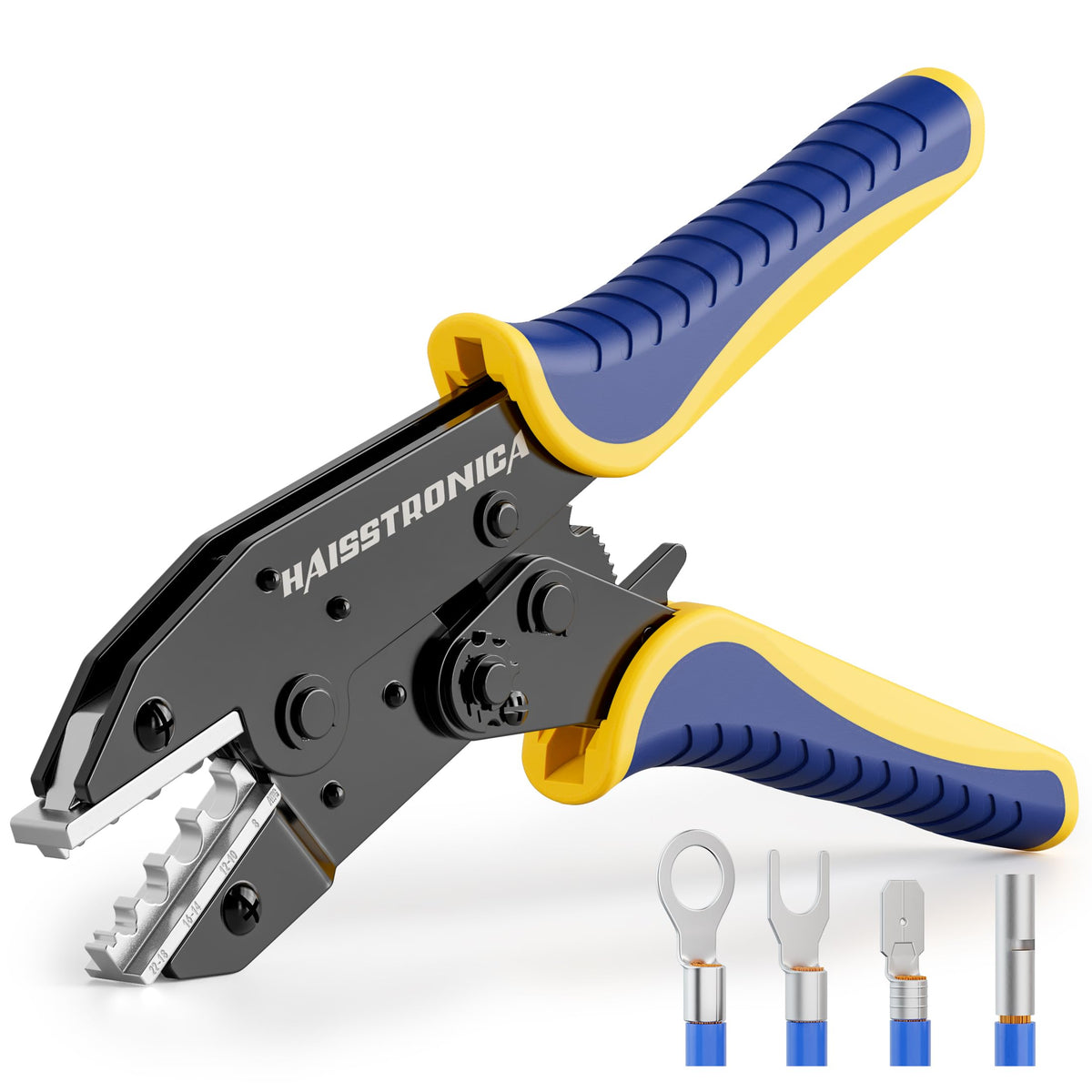 haisstronica crimping tool non-insulated-terminal closeup enables clean, secure crimps