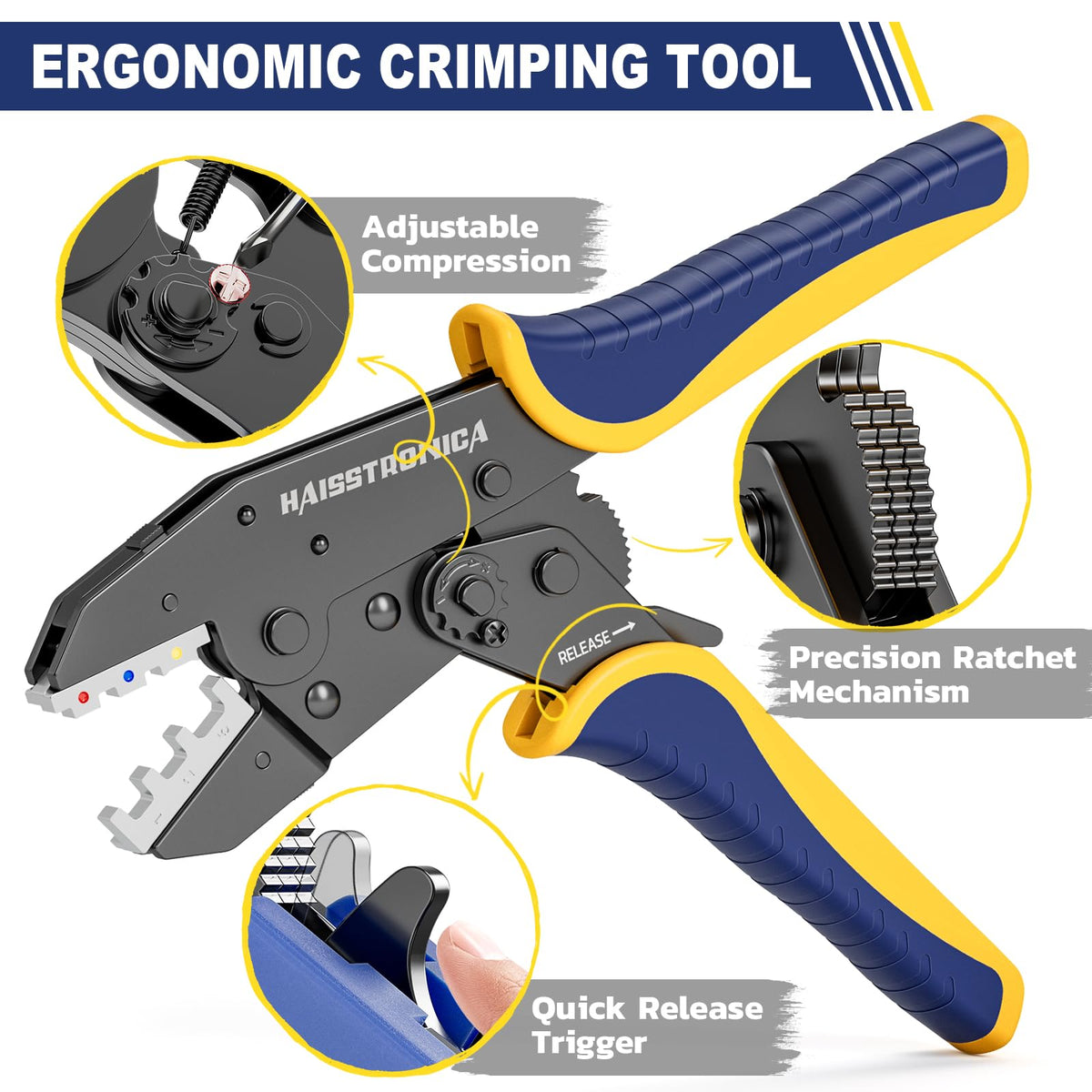 haisstronica crimping kit neatly stored in Oxford bag for portable use