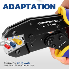 haisstronica ratchet mechanism shown in action ensures consistent crimp pressure.