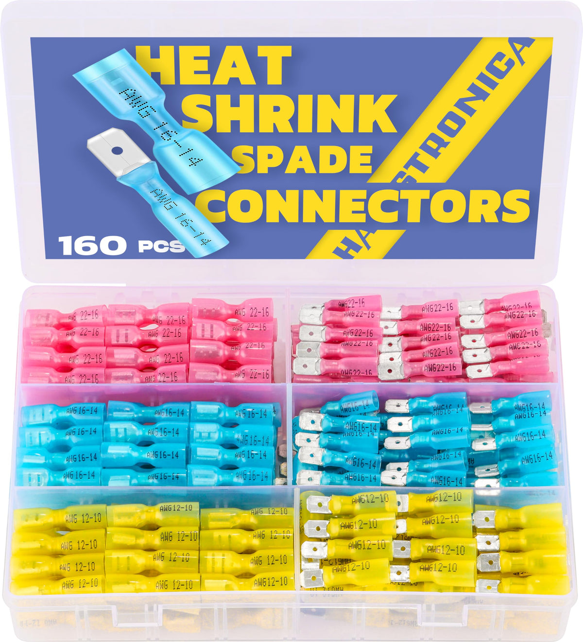 haisstronica heat shrink spade connectors red pack ideal for automotive wiring