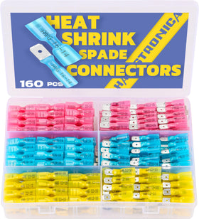haisstronica heat shrink spade connectors red pack ideal for automotive wiring