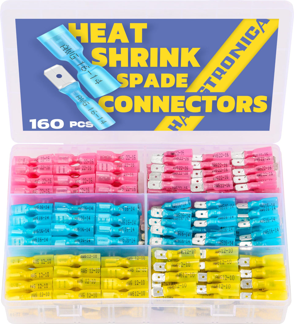 haisstronica heat shrink spade connectors red pack ideal for automotive wiring