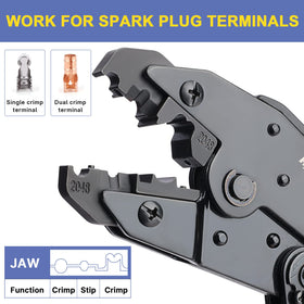 Haisstronica HS-2048 jaw close-up, precise crimping without conductor damage.