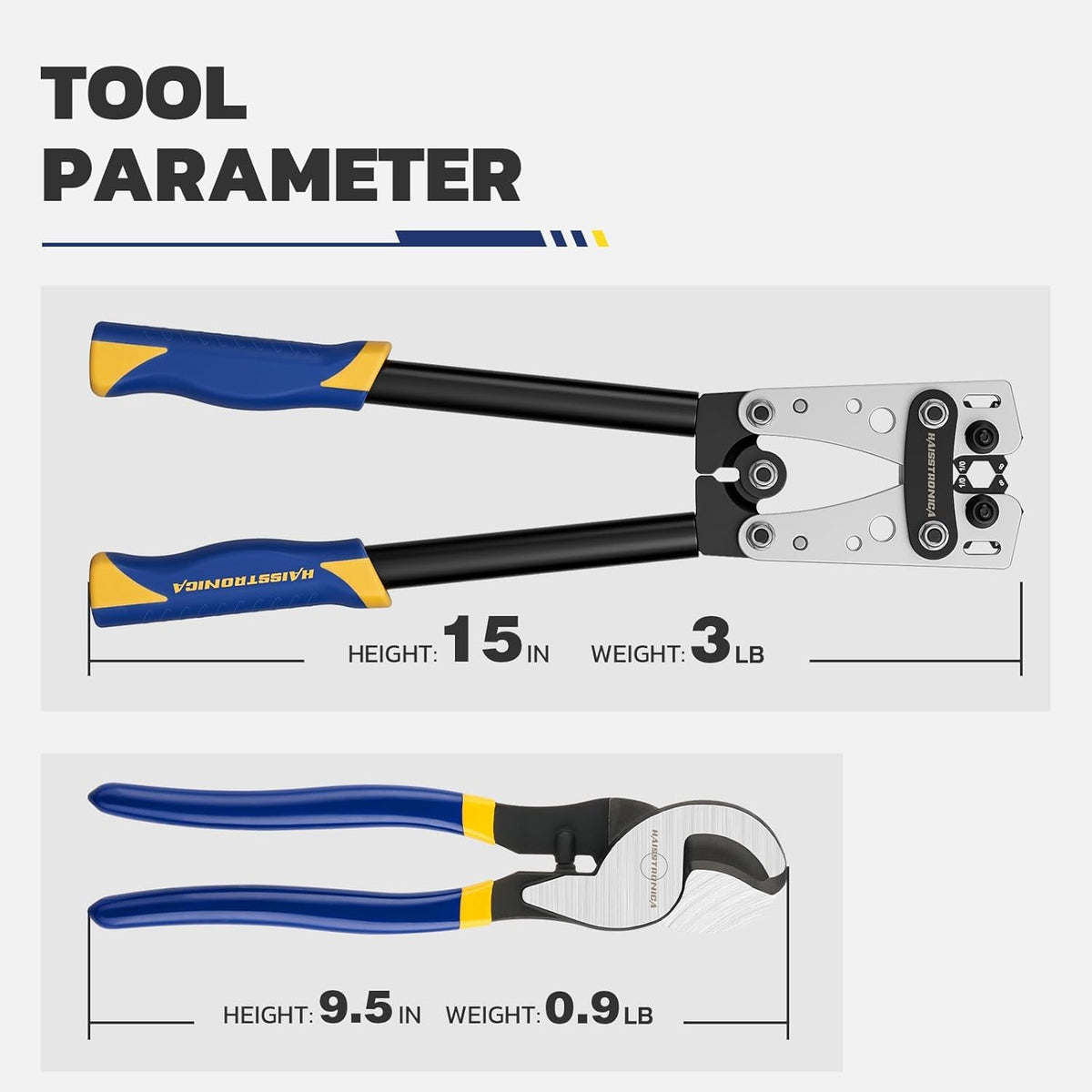 haisstronica tool in use for heavy-duty battery cable crimps