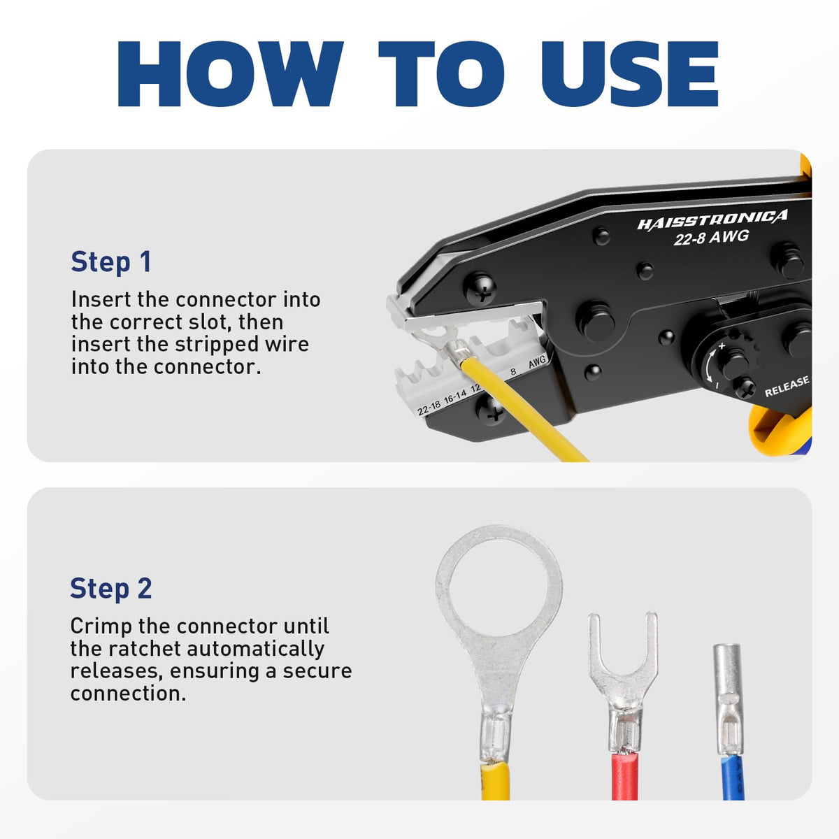 haisstronica in-use with wires demonstrates efficient field or workshop crimps