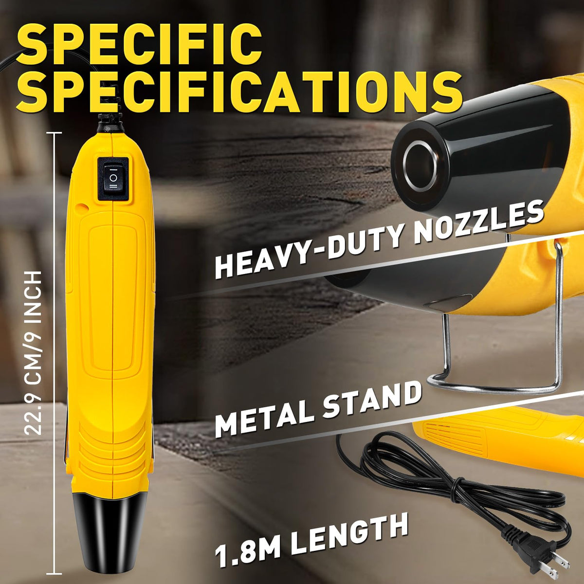 haisstronica mini heat gun resting on metal stand for hands-free use