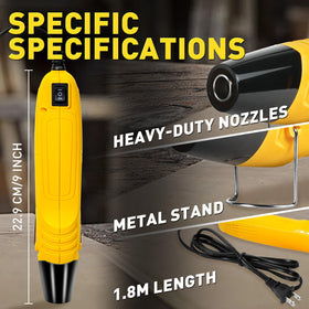 haisstronica mini heat gun resting on metal stand for hands-free use