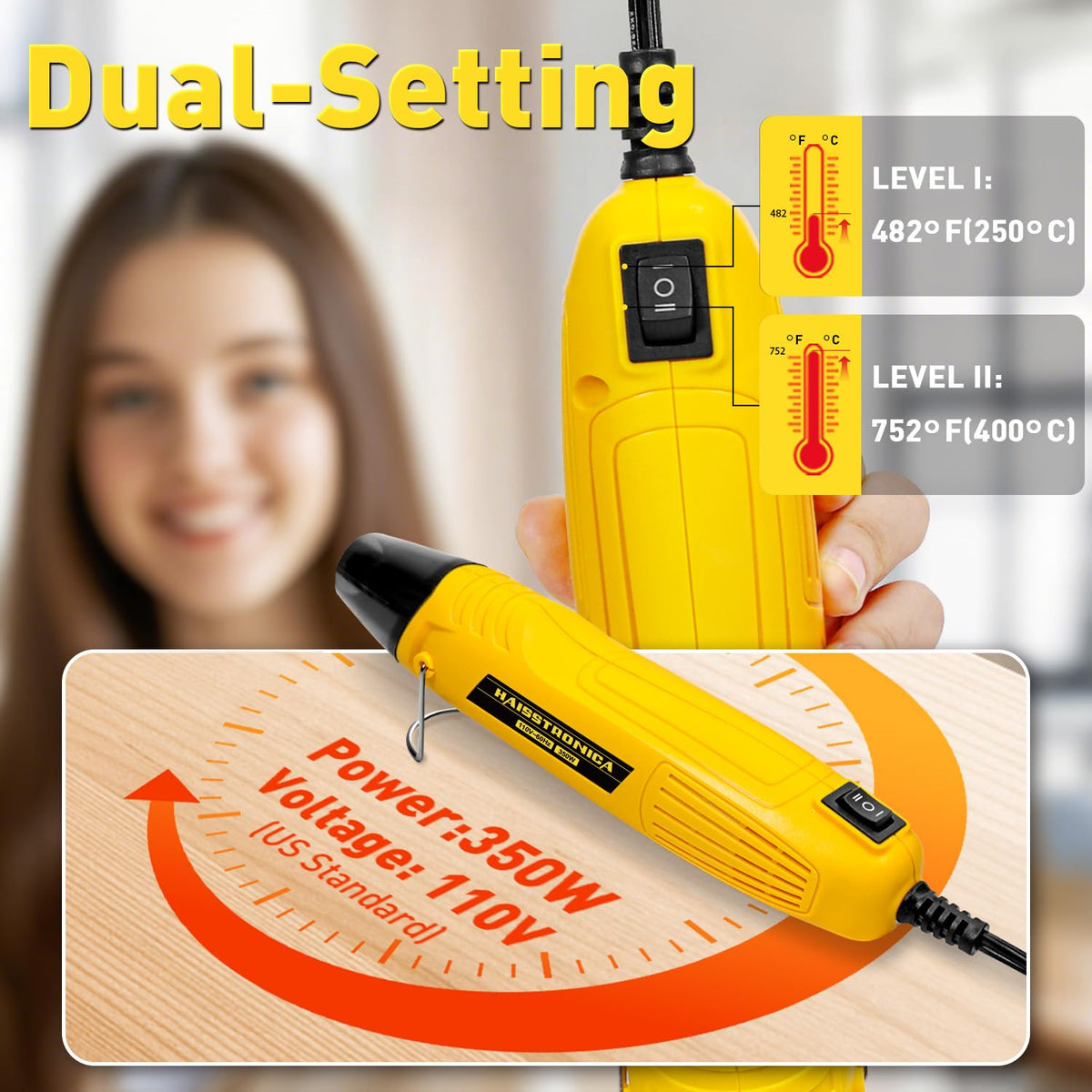 haisstronica mini heat gun with reflector nozzle for focused heat on shrink tubing