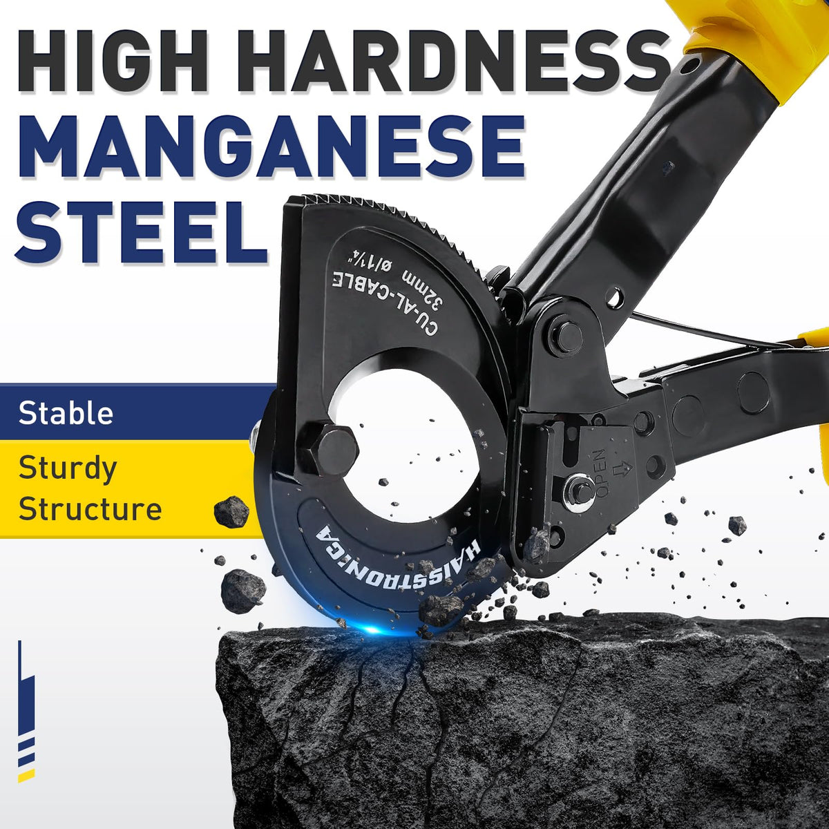 haisstronica ratchet cable cutters ratcheting mechanism in action