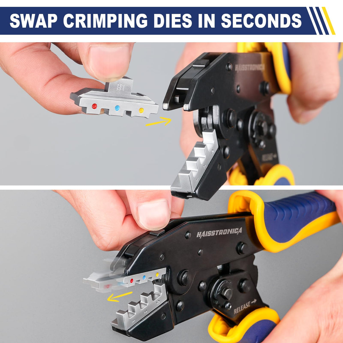 Haisstronica ratcheting crimping tool enables controlled, consistent crimps