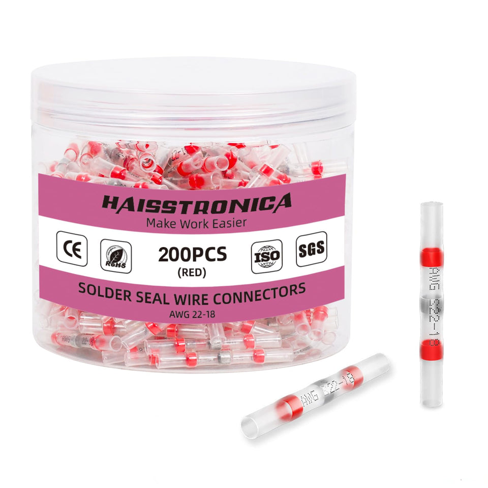 haisstronica solder seal connectors package front showing durable waterproof design for marine wiring.