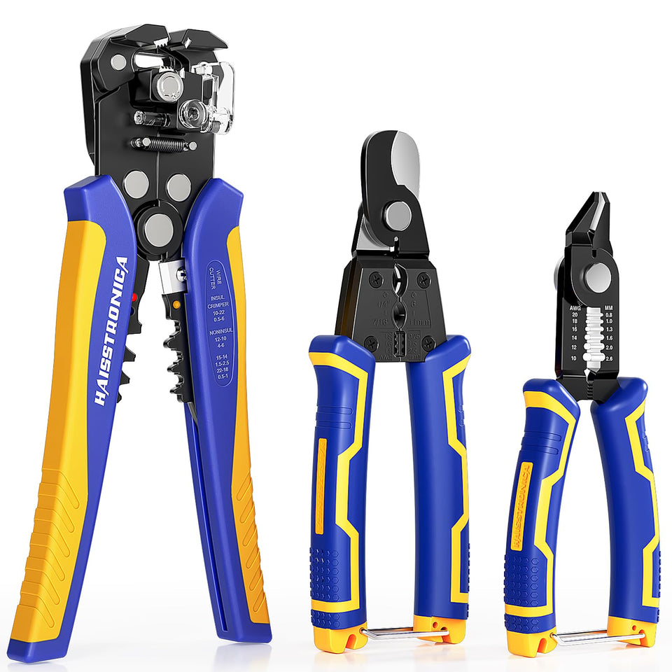 haisstronica wire stripper 3-pack with automatic adjustment for fast, neat stripping.