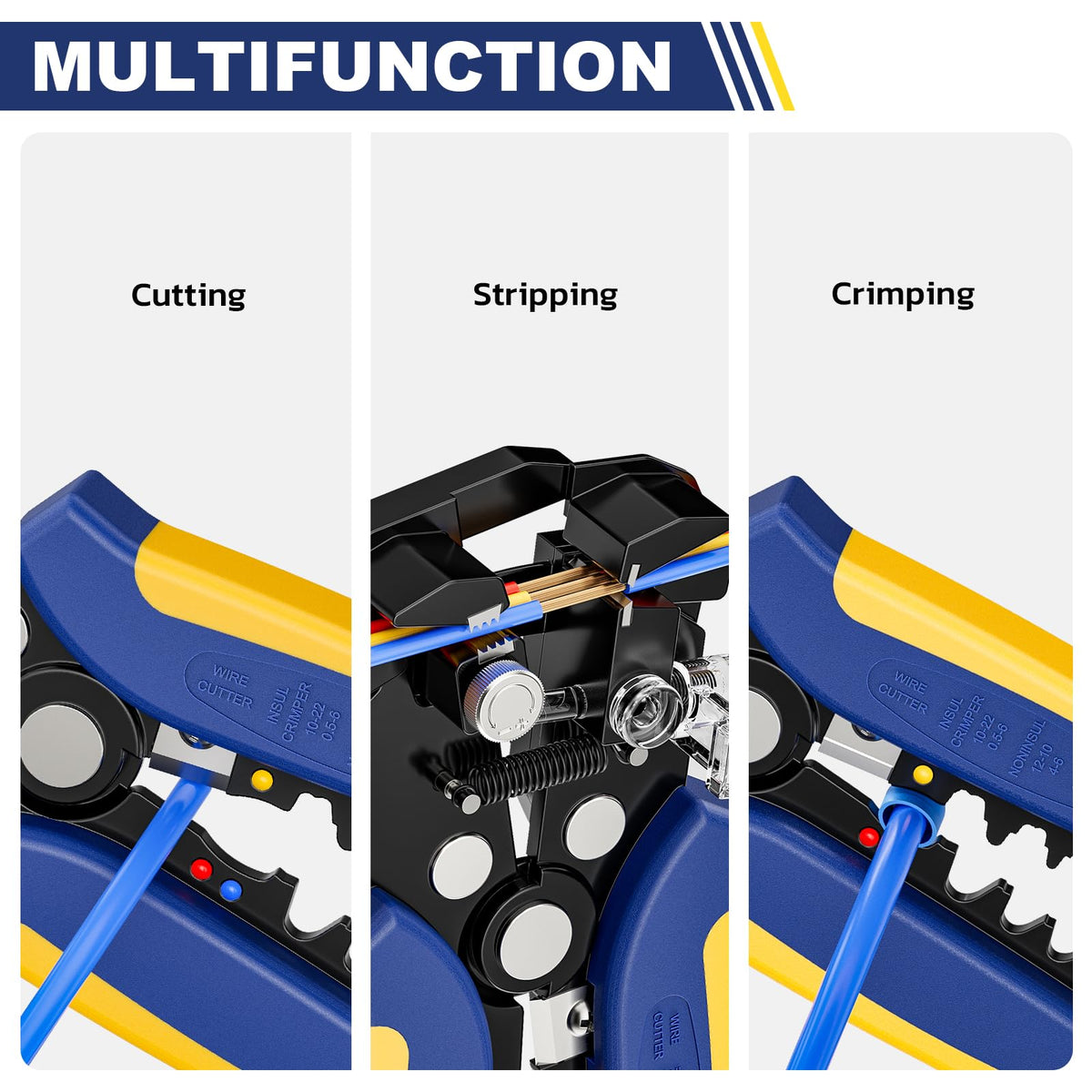haisstronica wire-stripper kit self-adjusting action demonstrating precise stripping.