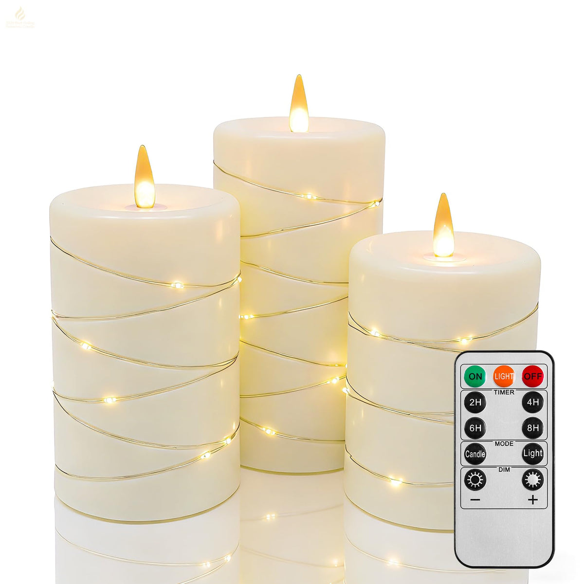 Haitanghua flameless ivory candle, 3in-4in height, creates ambient shelf lighting