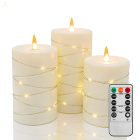 Haitanghua flameless ivory candle, 3in-4in height, creates ambient shelf lighting