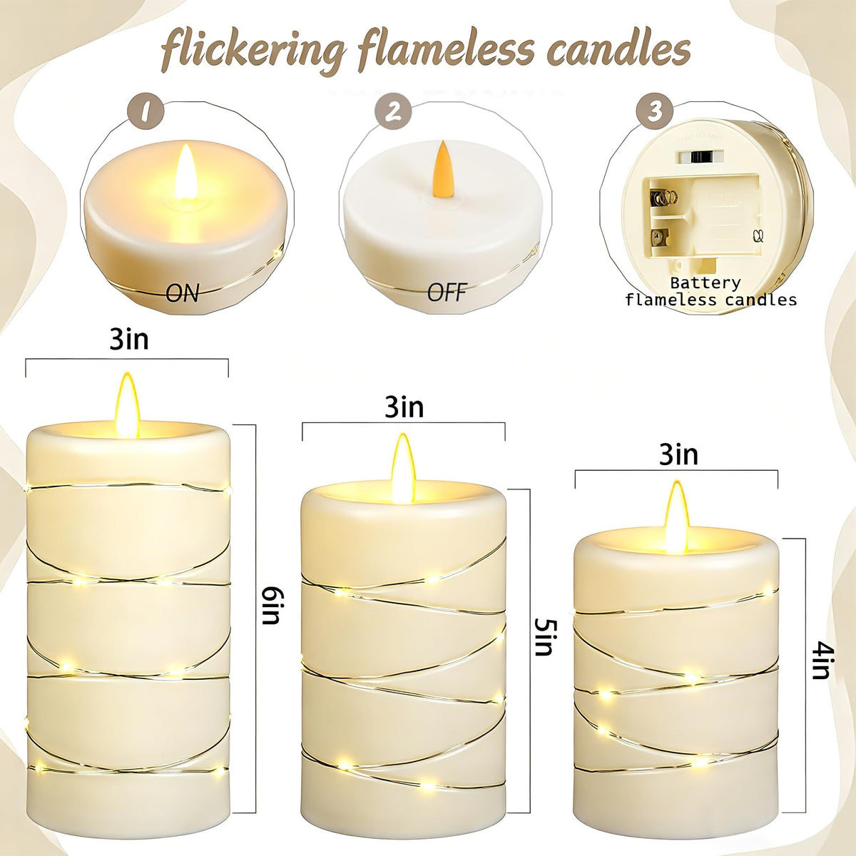 Haitanghua ivory candle 3in-6in height introduces layered living room ambiance