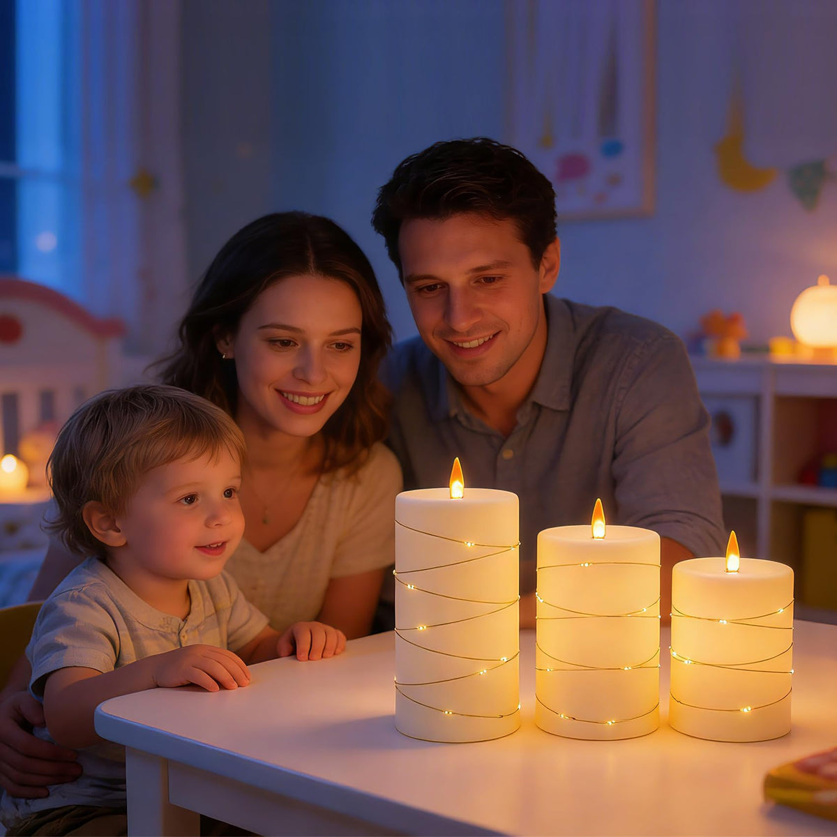 Haitanghua ivory candles on dining table evoke elegant ambiance