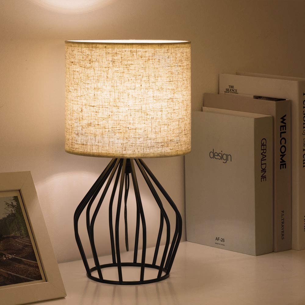 HAITRAL hollow base lamp showcases a stylish cage structure for contemporary living rooms.