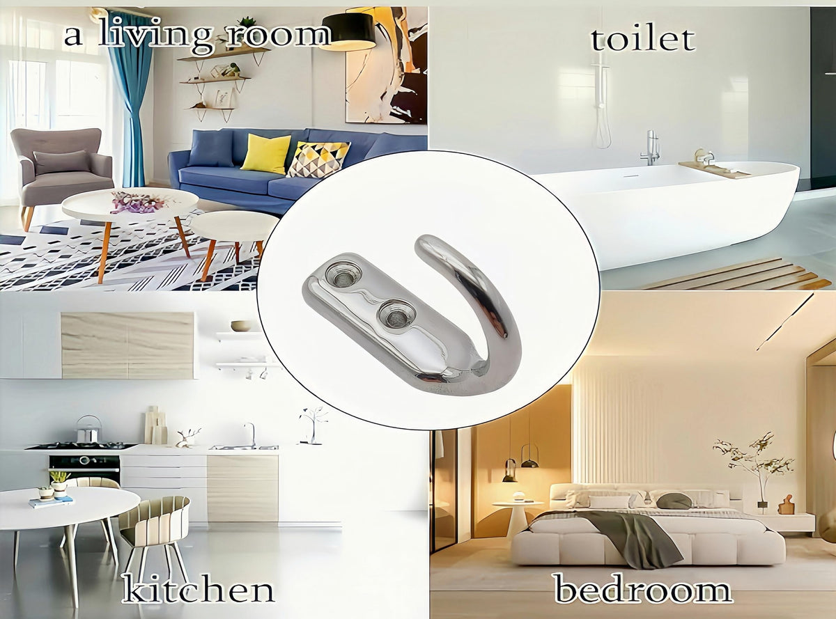 HAIWEN six-pack stainless steel wall hooks for multi-space organization.