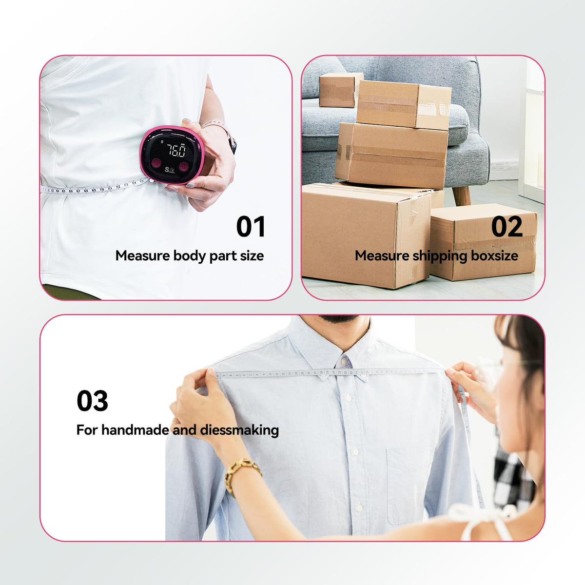 HAIZHIHUI Fitdays pink tape measure is compact and durable for daily use.