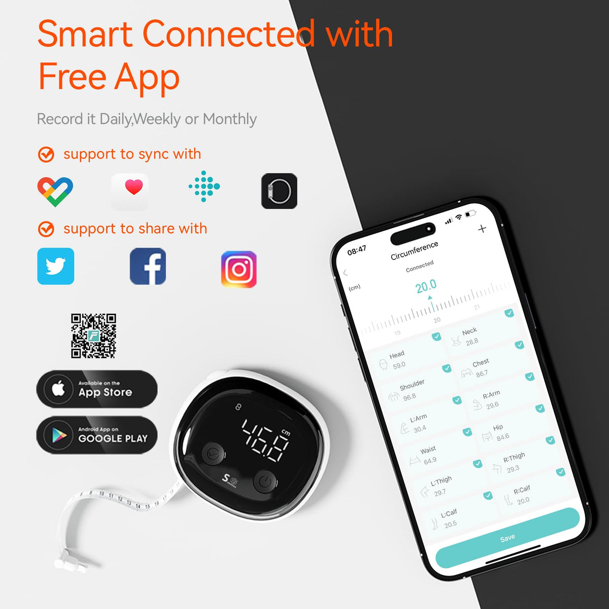 HAIZHIHUI Fitdays retractable hook enables easy self-measuring