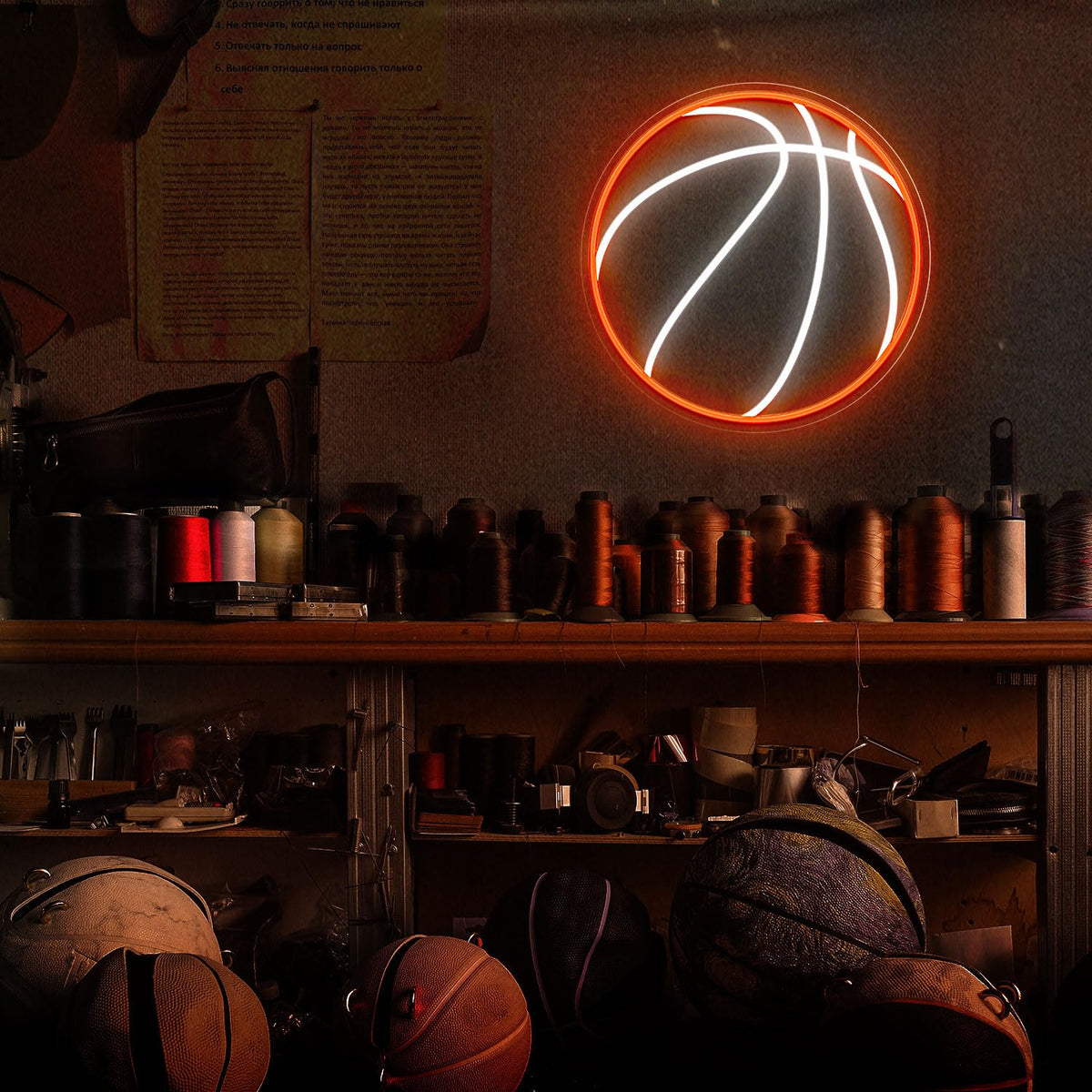 HAJAE basketball neon sign wall decor enhances game room ambiance