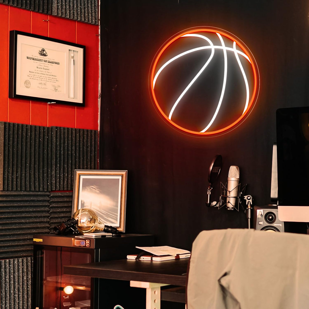 HAJAE LED basketball neon sign orange-white glow for party spaces