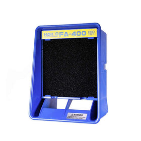 Hakko FA400-04 smoke absorber front view, compact desk-friendly design reduces soldering fumes.