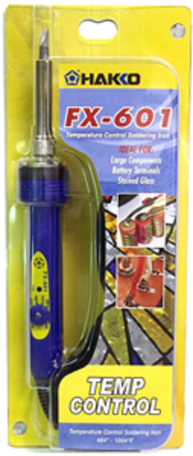 Hakko FX601 soldering iron with stained glass dial control for precise temperature adjustments.
