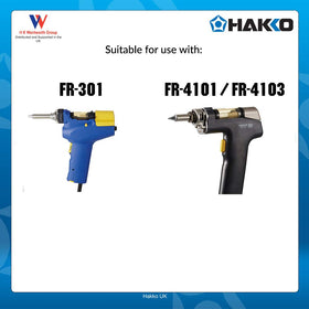 Hakko N61-08 nozzle mounted in a desoldering tool shows quick-change compatibility
