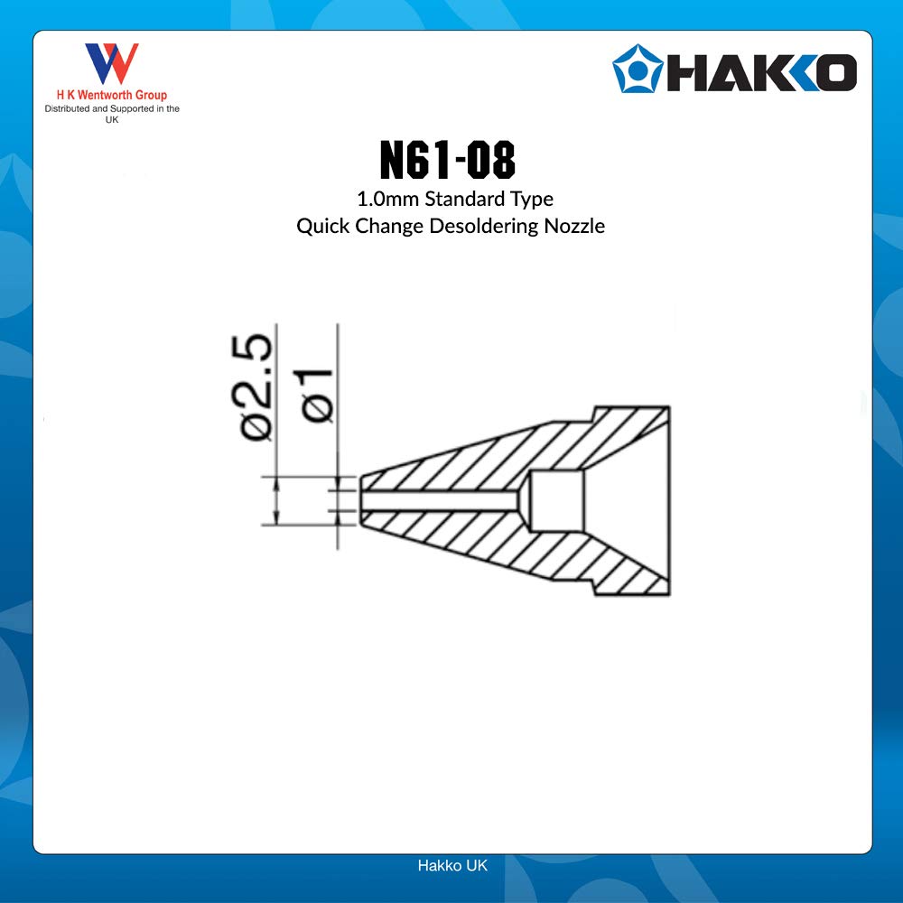 Hakko N61-08 desoldering nozzle in hand highlights compact size for easy handling