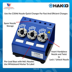 Hakko N61-08 plated desoldering nozzle surface reduces solder surface tension for smoother flow