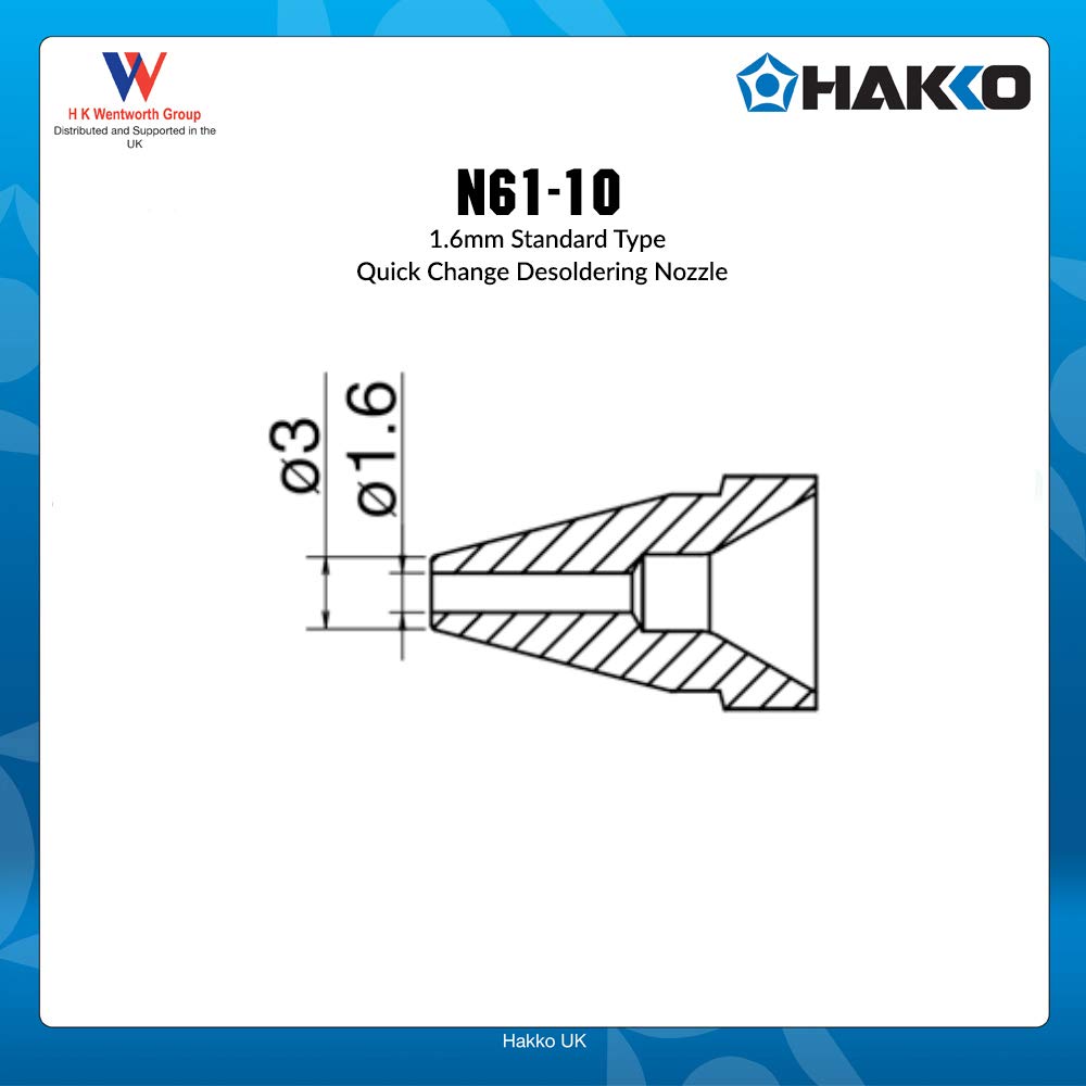Hakko N61-10 quick-change design enables fast nozzle swaps.