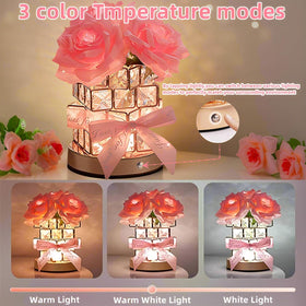 HAKSEIFA Rose Flower Lamp crystal base enhances desk lighting with a chic glow.