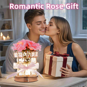 HAKSEIFA Rose Flower Lamp USB recharge keeps it cordless for flexible placement.