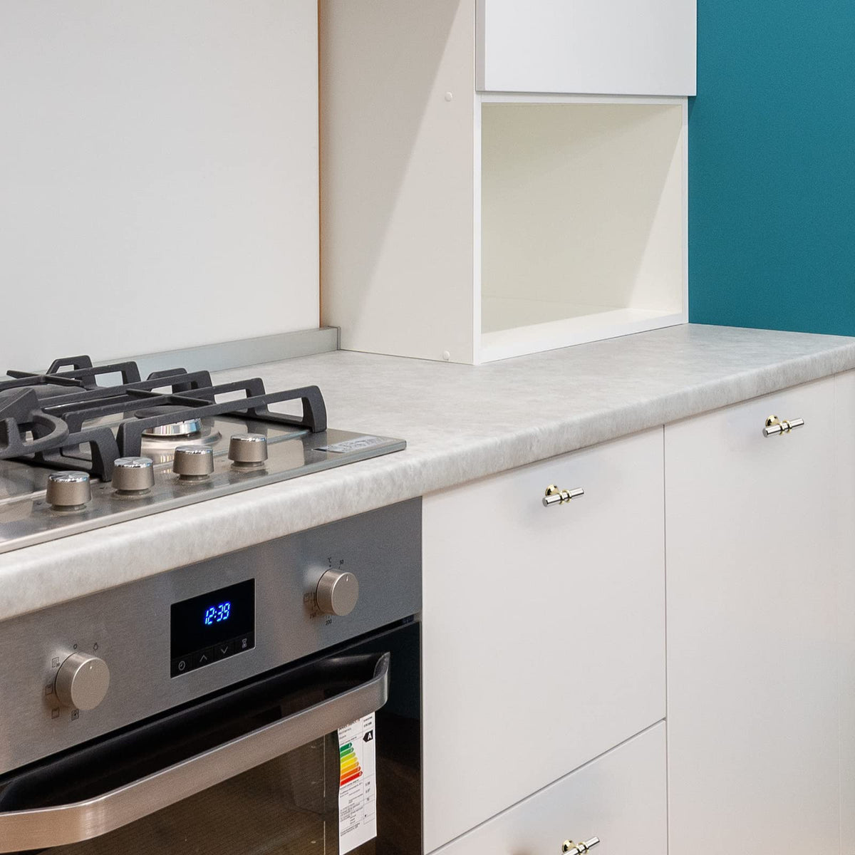 Haliwu brushed nickel close-up finish and ergonomic grip detail